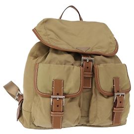 PRADA Rucksack aus Nylon Beige Silber Authentisch 153987 Silber Beige