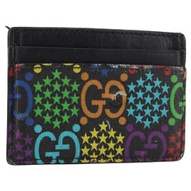 GUCCI GG Psychedelic Card Case Black 601098 Auth 152252 Black