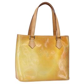 LOUIS VUITTON Bolsa de Mão Houston Monogram Vernis Cinza M91053 LV Auth BA8340 Cinza