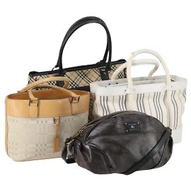 BURBERRY Nova Check Tote Bag Canvas 4Set Beige Auth bs29616 Beige