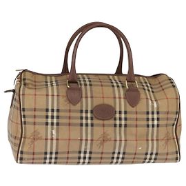 Autre Marque Bolso Boston de PVC beige y dorado Nova Check de Burberrys Auth gh919 Beige Dorado