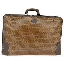FENDI Zucchino Toile Trunk Toile enduite Marron Or Auth ti3443 Marron Doré