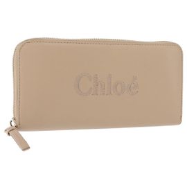 Chloé Chloe Sense Long Wallet Leather Beige Auth 148479 Beige