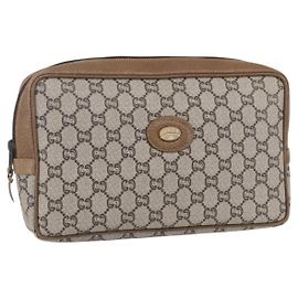 GUCCI GG Plus Supreme Clutch Bag PVC Beige Oro Auth 147771 Beige Dorado