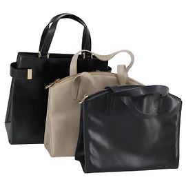 GUCCI Handtasche Leder 3 Set Schwarz Beige Auth 148825 Schwarz Beige
