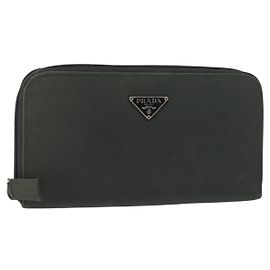 PRADA Cartera Larga Nylon Caqui Auth 153670 Caqui