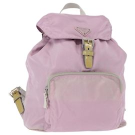 PRADA Backpack Nylon Pink Silver Auth 155946 Silvery Pink