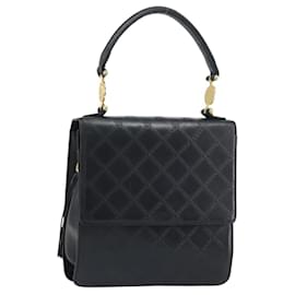 VERSACE Handtasche aus Leder in Schwarz und Gold Auth yk20008 Schwarz Golden