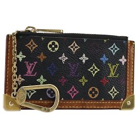 LOUIS VUITTON Pochette Cles Multicolor Monedero Negro M13664 LV Auth bs31521 Negro