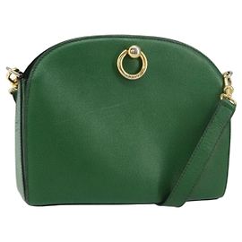 Céline Bolsa de Ombro CELINE em Couro Verde Dourado Auth 156882 Dourado Verde