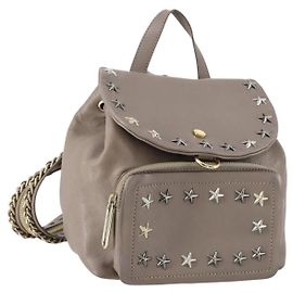 Jimmy Choo Studs Backpack Leather Beige Gold Auth BA7708 Beige Golden