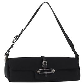 Borsa a Spalla Turita Chain in Raso Nero e Argento di Jimmy Choo Auth yk19524 Nero Argento