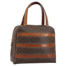 Céline Sac à main en toile Macadam CELINE PVC marron or Auth 152033 Marron Doré
