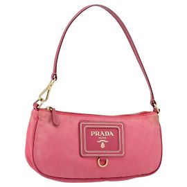 Borsa a Spalla PRADA in Nylon Pelle Rosa Oro Auth 155082 Rosa D'oro