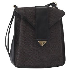 Saint Laurent Bolsa de Ombro em PVC Couro Cinza Dourado Auth bs31404 Marrom Dourado