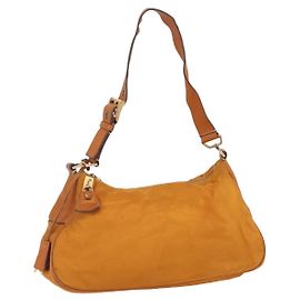 Borsa a Spalla PRADA Nylon Arancione Oro Auth 154692 D'oro Arancione