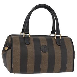 FENDI Pecan Canvas Handtasche Schwarz Braun Auth 159733 Braun Schwarz