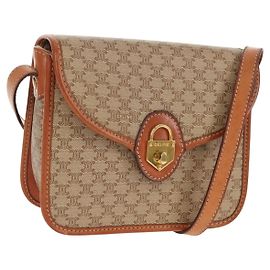 Céline Borsa a Spalla in Tela Macadam CELINE PVC Beige Oro Auth 158828 Beige D'oro