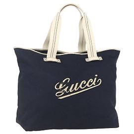 Gucci Borsa Tote in Nylon Blu Navy Argento 169943 Auth fm4956 Argento Blu navy