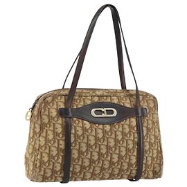 Christian Dior Trotter Canvas Handtasche Beige Gold Auth 157140 Beige Golden