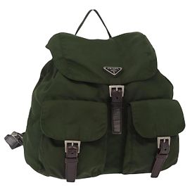 PRADA Rucksack aus Nylon Khaki Silber authentisch ti3500 Silber Khaki