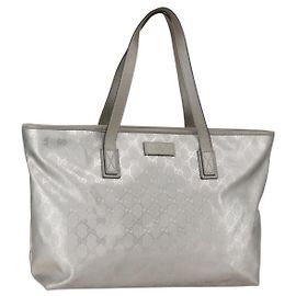 GUCCI GG Implementation Tote Bag aus PVC Silber 211137 Auth 157030 Silber