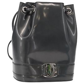 Salvatore Ferragamo Vala Backpack Leather Silver Auth BA8422 Silvery