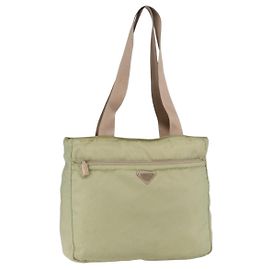 Bolsa Tote PRADA Nylon Verde Prata Auth 153132 Prata Verde