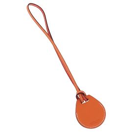 Hermès HERMES Airtag Bag Charm Leather Orange Auth ki6180 Orange