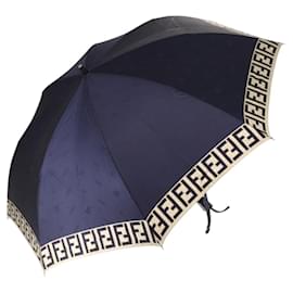 FENDI Zucca Canvas Folding Umbrella Navy Auth am9874 Navy blue