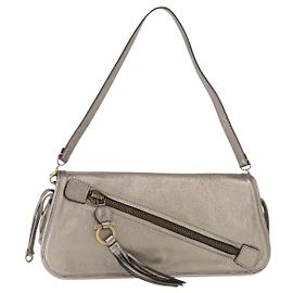 Salvatore Ferragamo Shoulder Bag Leather Silver Auth 151748 Silvery