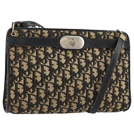 Christian Dior Trotter Canvas Shoulder Bag Navy Auth 156000 Navy blue