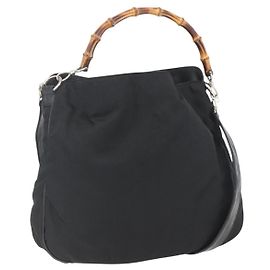 Borsa a Spalla GUCCI Bamboo Nylon 2way Nera Argento 001 1781 1577 5 Auth 151655 Nero Argento