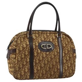 Sac à main en toile Trotter Christian Dior marron or Auth 146427 Marron Doré