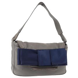 Chloé Bolsa de Ombro de Couro Cinza Auth BA6834 Marrom