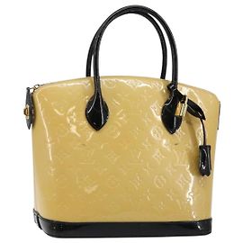 LOUIS VUITTON Monogram Vernis Lockit PM Tote Bag Beige Schwarz M90251 Auth bs29224 Schwarz Beige