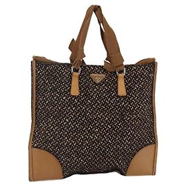 PRADA Bolso de Mano Tweed Beige Plata Auth bs30129 Plata Beige