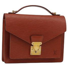 LOUIS VUITTON Bolsa de Mão Epi Monceau 28 Marrom M52123 LV Auth ep11246 Marrom