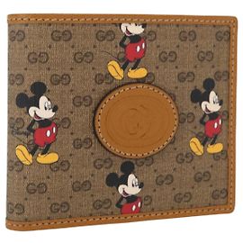 GUCCI Micro GG Supreme Disney Cartera Compacta PVC Beige 602547 Auth 156682SM Beige