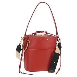 Chloé Bolsa de Ombro Chloe Mini Basket Roy em Couro Vermelho e Ouro Auth BA8174M Vermelho Dourado
