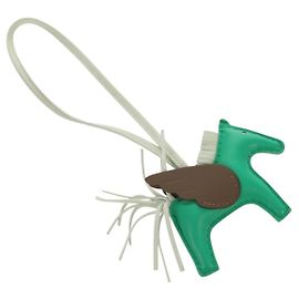 Hermès HERMES Rodeo PM Charm Couro Verde Marrom Auth BA8097M Marrom Verde