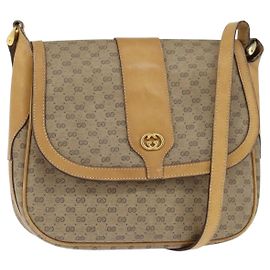 Gucci Borsa a Spalla Micro GG Supreme PVC Beige Oro Auth 150726 Beige D'oro