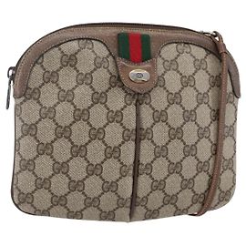 Bolsa Sherry Line GG Supreme Web da GUCCI em PVC bege e dourado 904 02 047 Auth BA7462 Bege Dourado