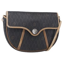 Borsa a spalla in tela a nido d'ape PVC nera e oro Auth BA7506 Christian Dior Nero D'oro