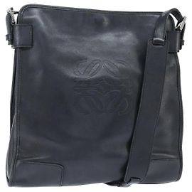 Borsa a Spalla Anagram LOEWE in Pelle Nera Argento Autentica bs30598 Nero Argento