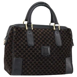 Céline Sac à main en toile Macadam CELINE en suède noir et or Auth ep11623 Noir Doré