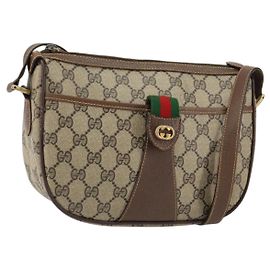 Bolsa Sherry Line GG Supreme Web da GUCCI em PVC bege e dourado 89 02 032 Auth 149251 Bege Dourado