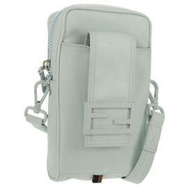 FENDI Baguette Phone Pouch Shoulder Bag Nylon Light Blue Auth 151373M Light blue