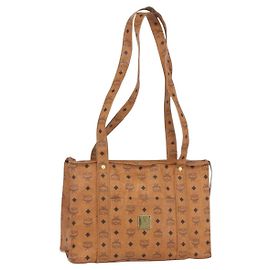 Bolsa de Ombro MCM Logogram Vicetos em Couro PVC Marrom Dourado Auth gh1241 Marrom Dourado