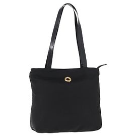 Céline Sac Tote CELINE Nylon Émail 2en1 Noir Or Auth BA6881 Noir Doré